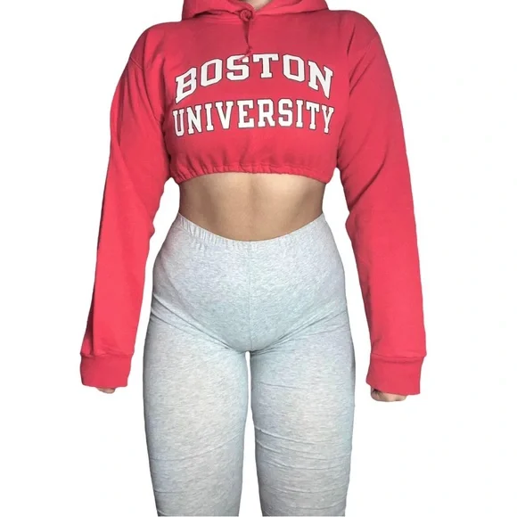 Champion Tops Boston University Reworked Crop Hoodie Poshmark